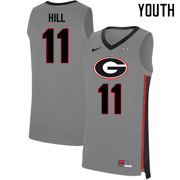 Youth #11 Justin Hill Georgia Bulldogs College Basketball Jerseys Sale-Gray